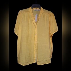 Notations Yellow Short-Sleeve Button-Down Shirt